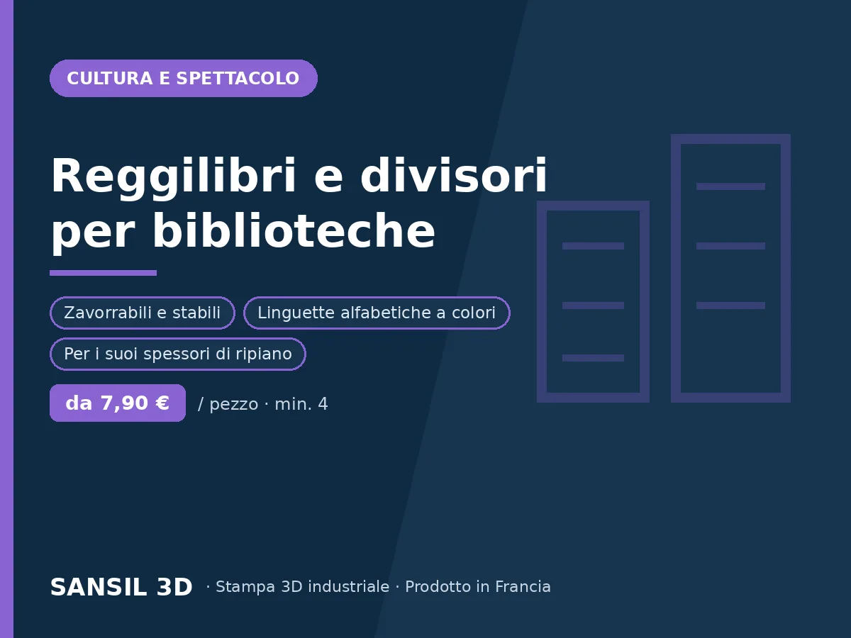 Reggilibri e separatori da scaffale per biblioteche