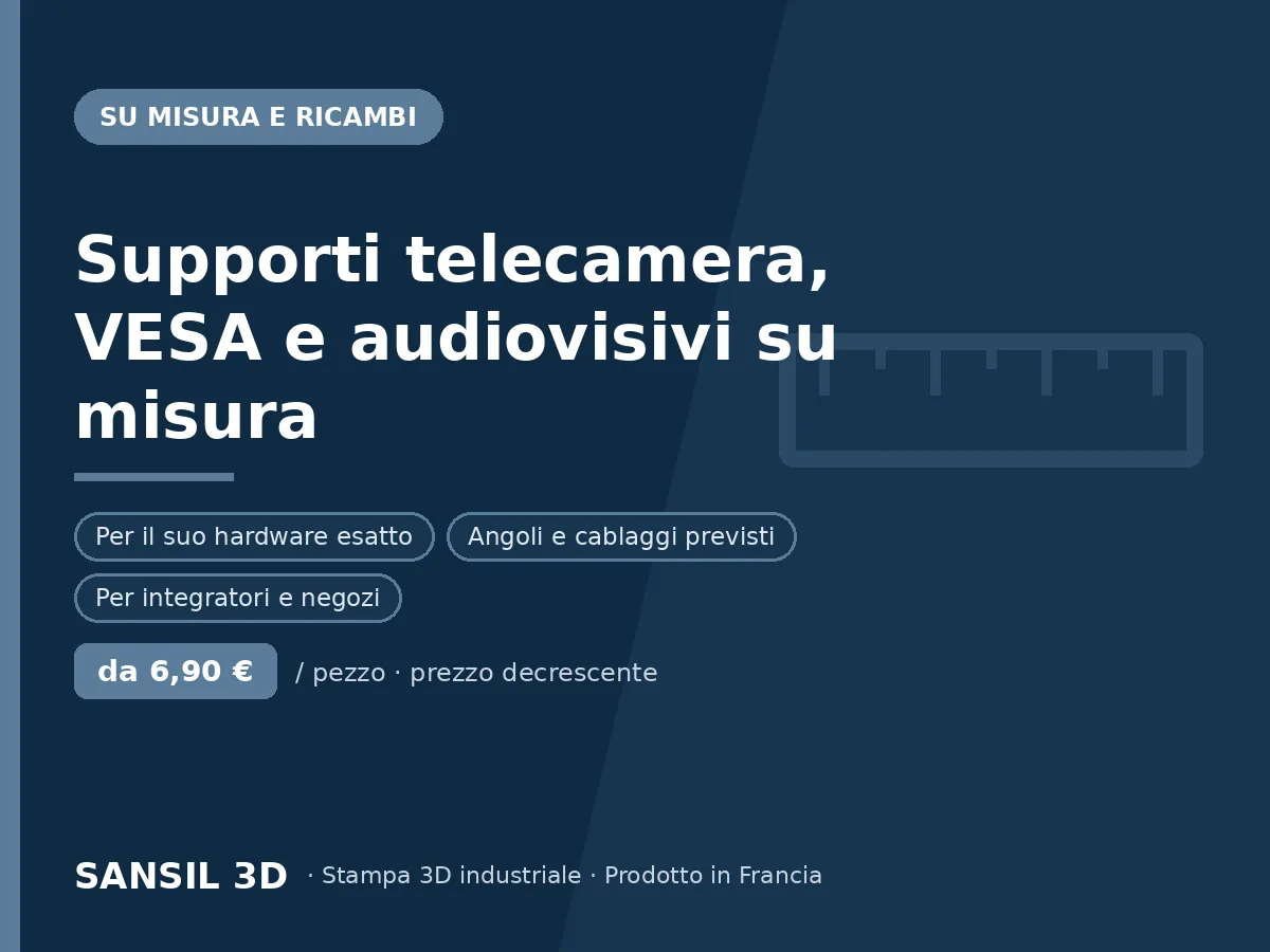 Supporti telecamera, VESA e fissaggi audiovisivi su misura