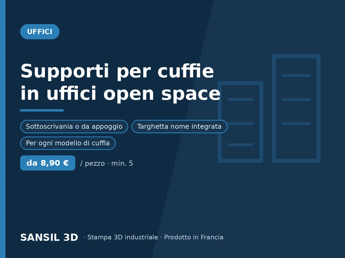 Supporti per cuffie personalizzati per open space