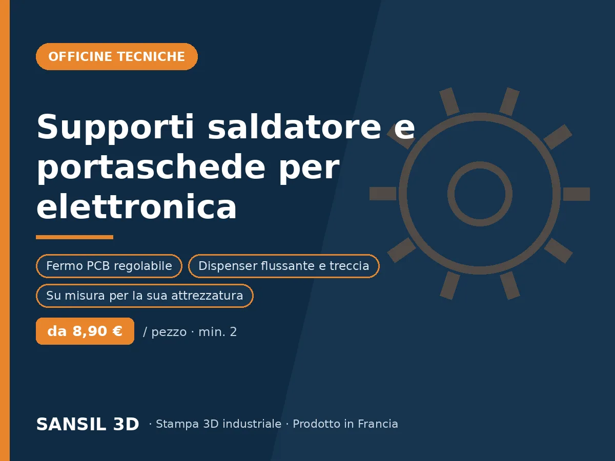 Supporti per saldatori e portaschede per laboratori di elettronica