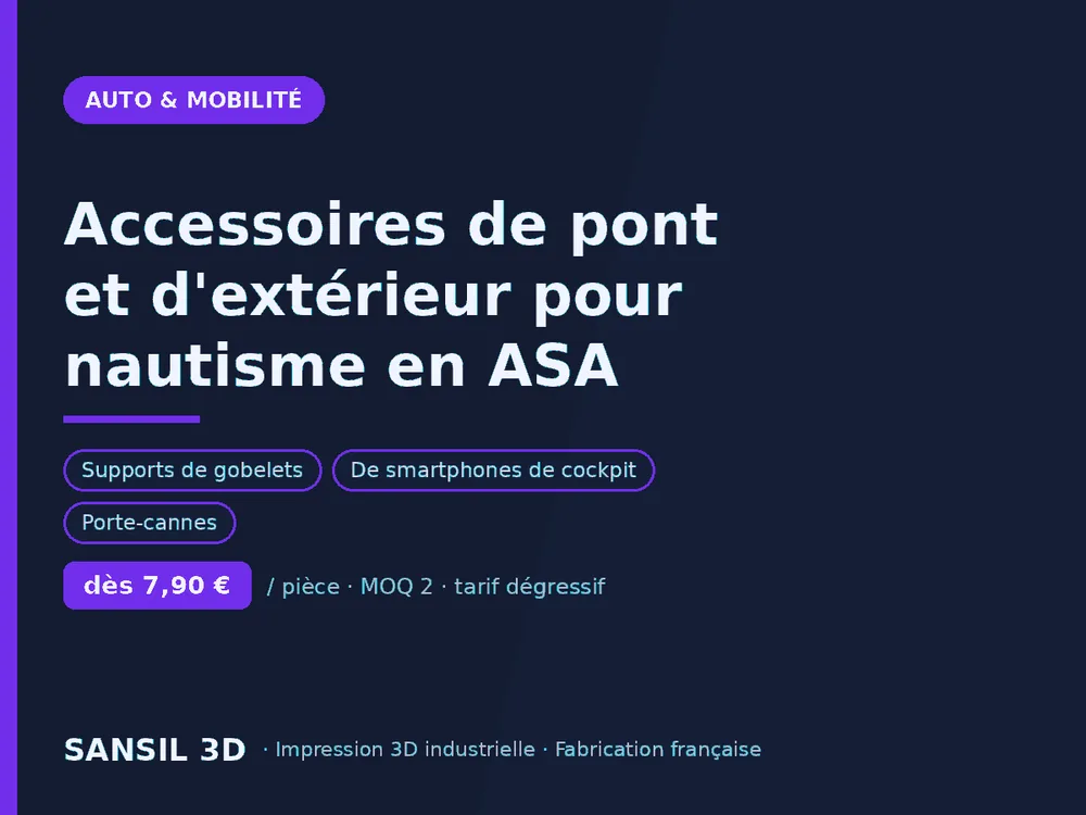 Accessoires de pont et d'extérieur pour nautisme en ASA