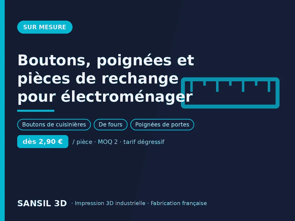Boutons, poignées et pièces de rechange pour électroménager