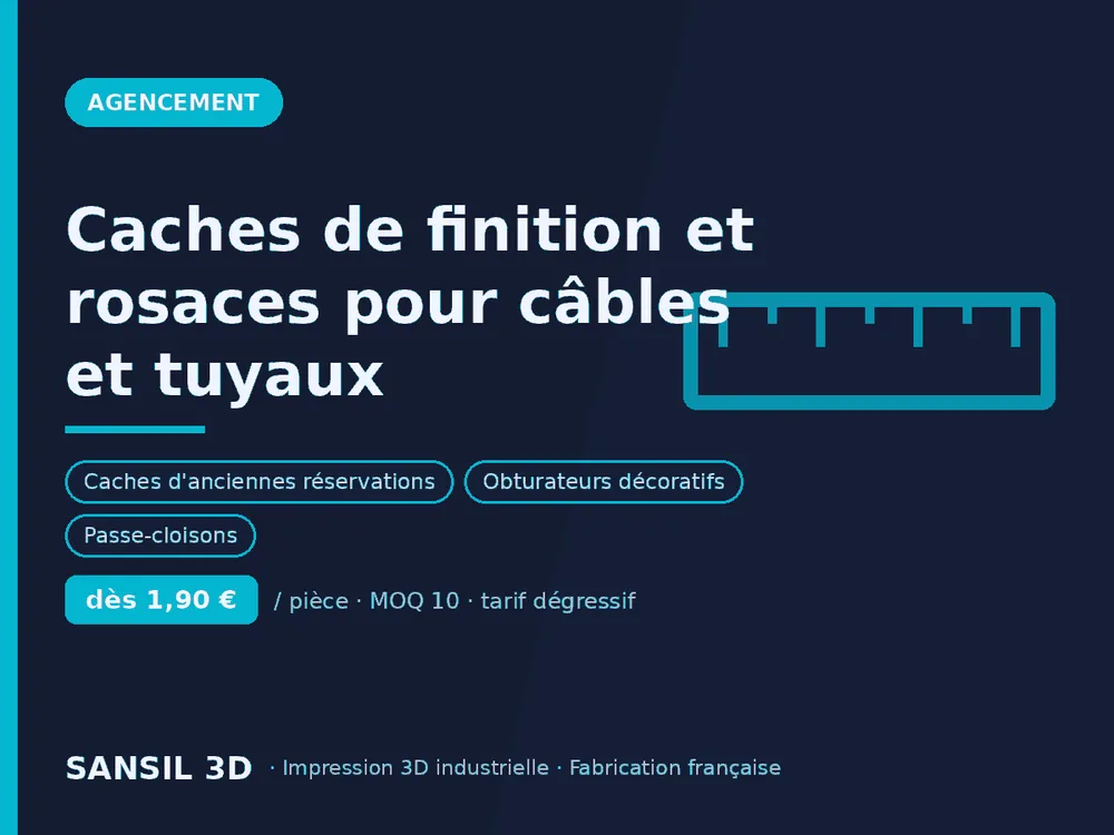 Caches de finition et rosaces pour câbles et tuyaux