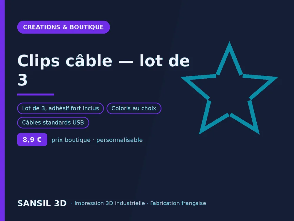 Clips câble — lot de 3