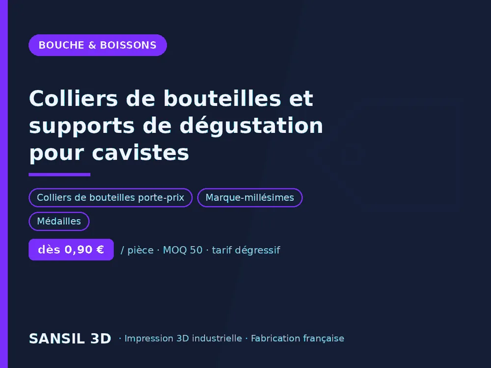 Colliers de bouteilles et supports de dégustation pour cavistes
