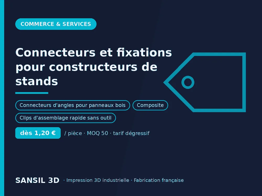 Connecteurs et fixations pour constructeurs de stands