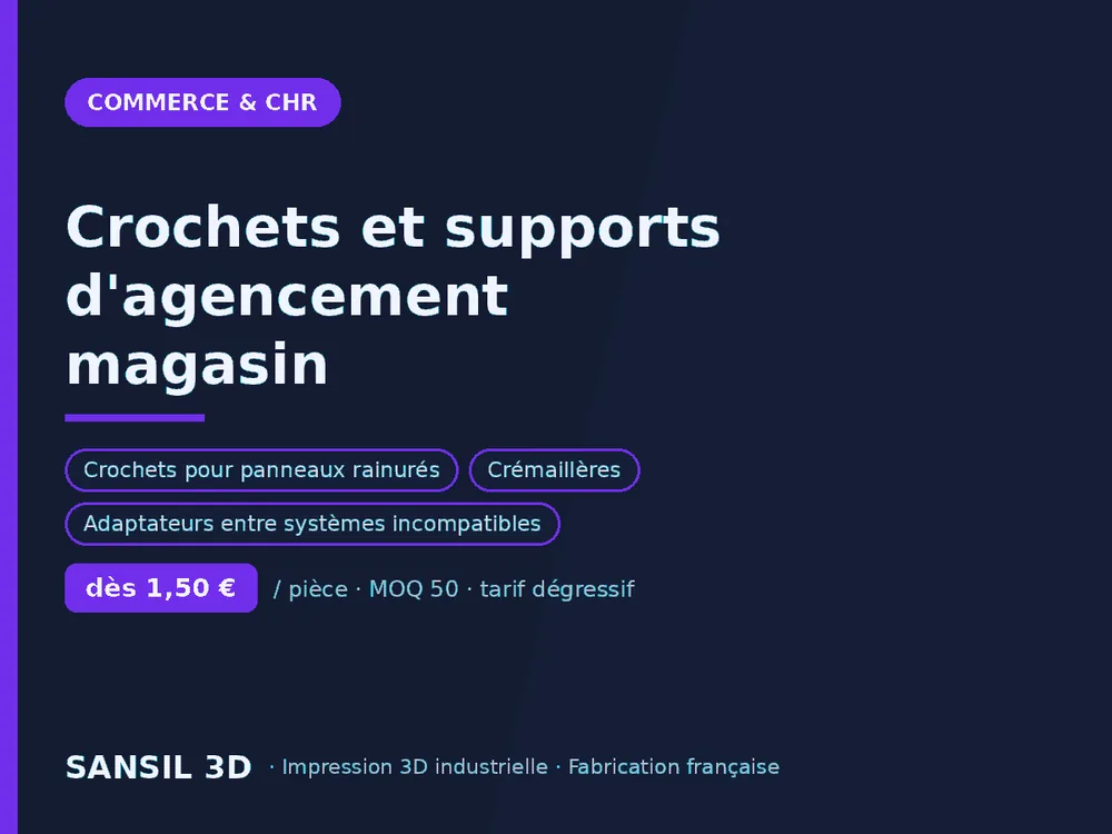 Crochets et supports d'agencement magasin