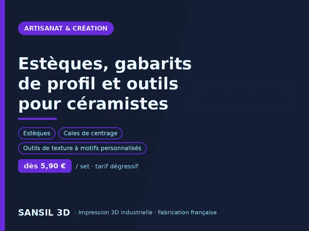 Estèques, gabarits de profil et outils pour céramistes