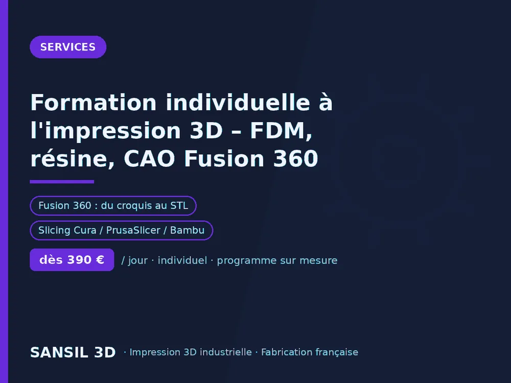 Formation individuelle à l'impression 3D – FDM, résine, CAO Fusion 360