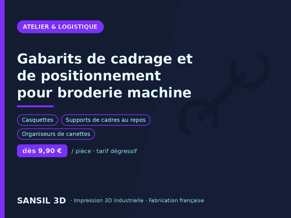 Gabarits de cadrage et de positionnement pour broderie machine
