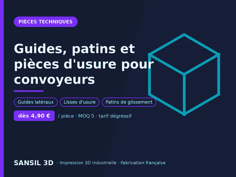 Guides, patins et pièces d'usure pour convoyeurs