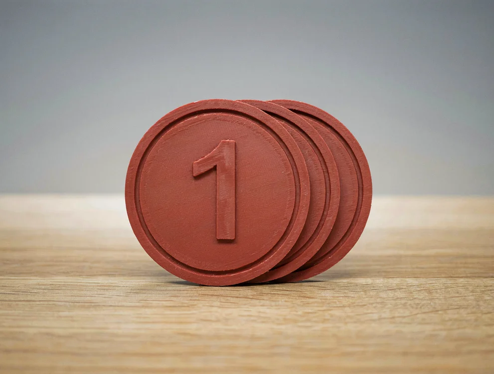 Numbered cloakroom token in sets of 100
