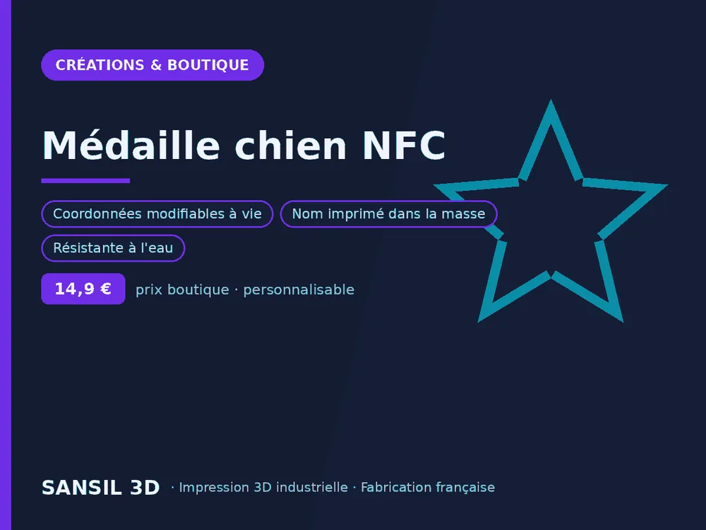 Médaille chien NFC