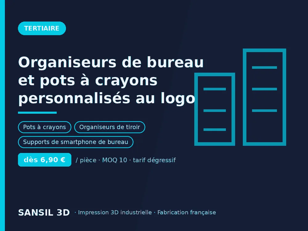 Organiseurs de bureau et pots à crayons personnalisés au logo