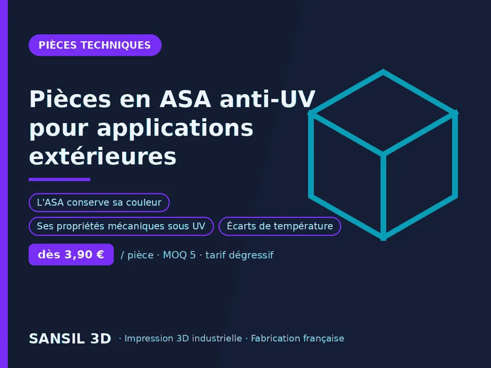Pièces en ASA anti-UV pour applications extérieures