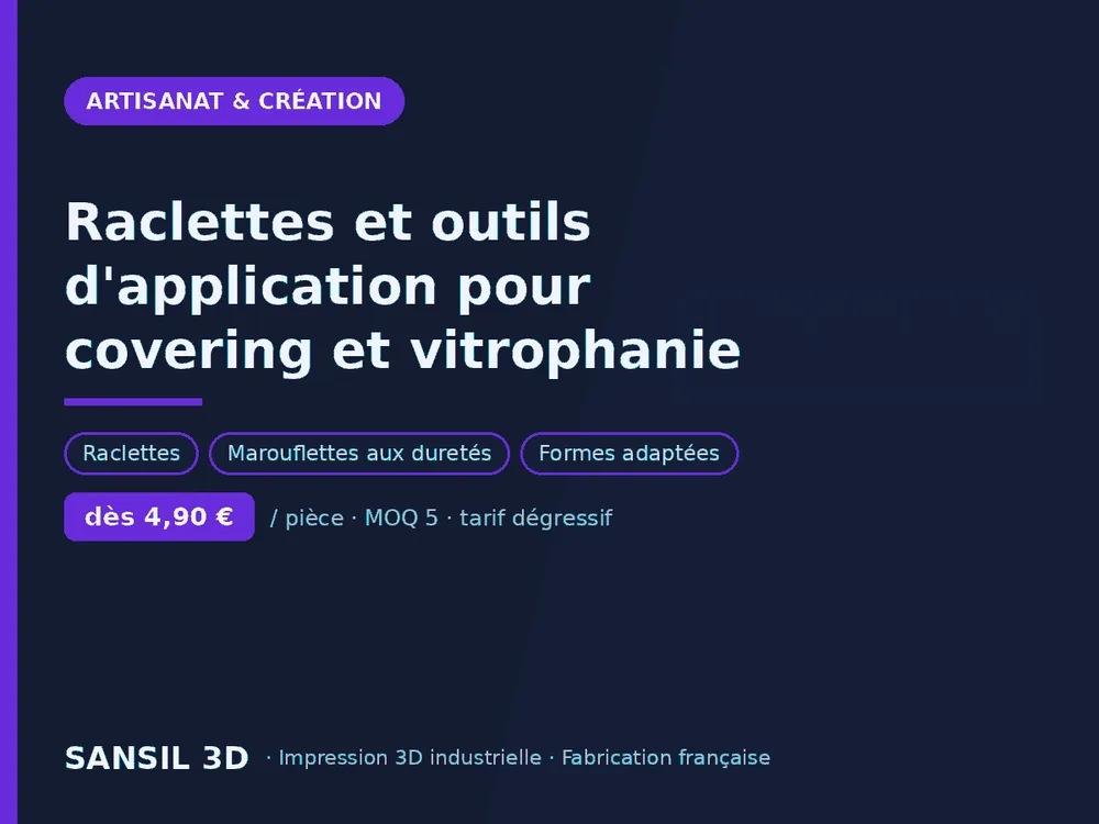Raclettes et outils d'application pour covering et vitrophanie