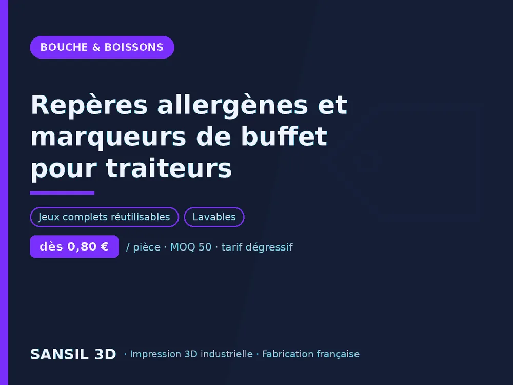 Repères allergènes et marqueurs de buffet pour traiteurs