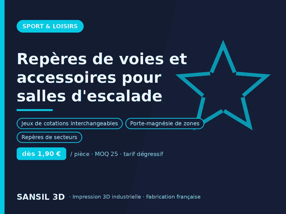 Repères de voies et accessoires pour salles d'escalade