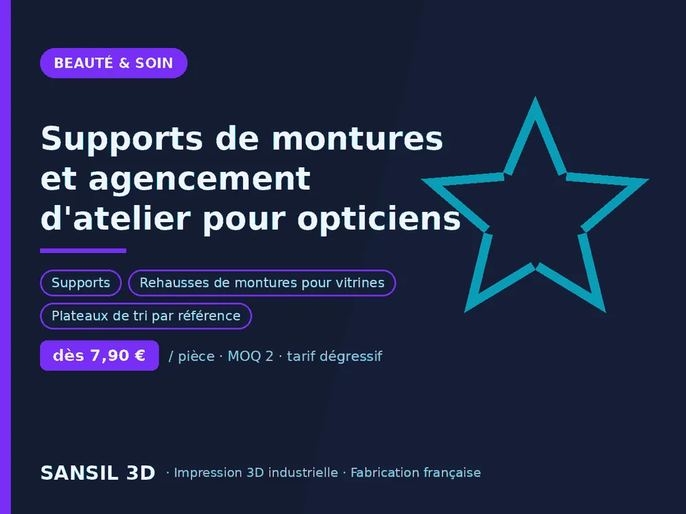 Supports de montures et agencement d'atelier pour opticiens