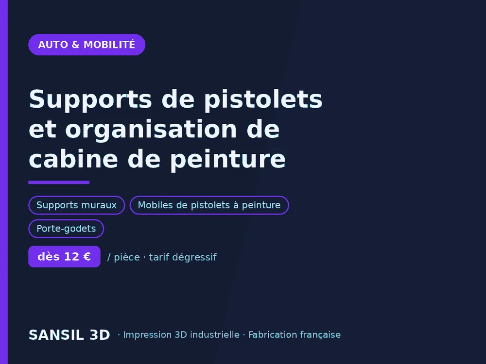 Supports de pistolets et organisation de cabine de peinture