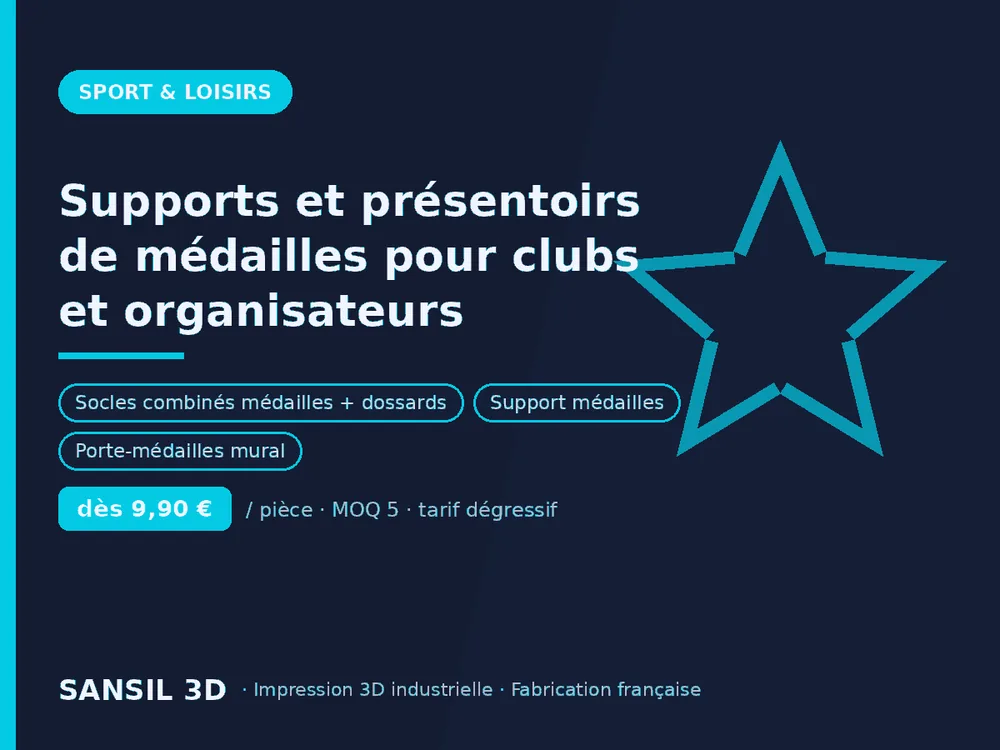Supports et présentoirs de médailles pour clubs et organisateurs