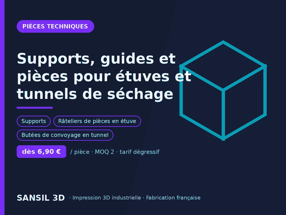Supports, guides et pièces pour étuves et tunnels de séchage
