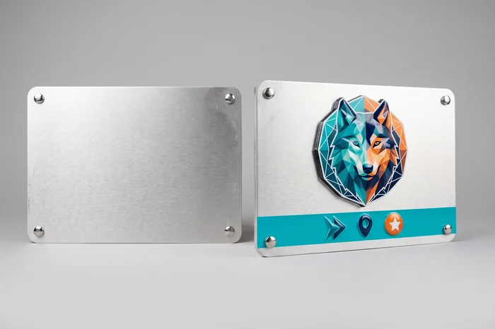 Professional plaque in aluminium or acrylic — illustrative render